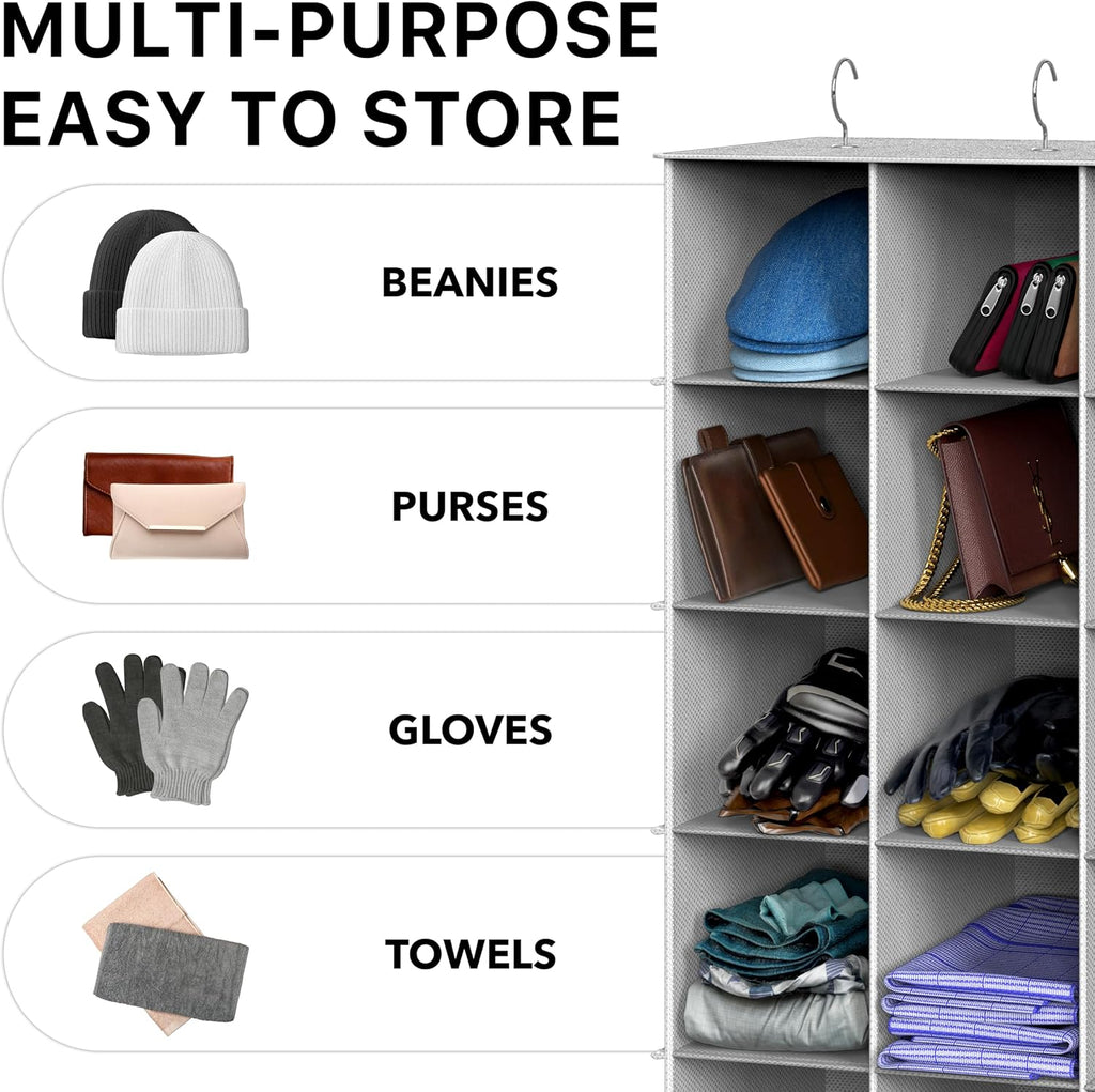 Simple Houseware 24 Section Shelves Hanging Shoes Organizer, Gray | 3 Metal Hooks, 8 Tier, Holds Up to 24 lbs