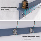 SMIBUY Coat Hooks with Shelf Wall-Mounted, 29.2 Inch Entryway Coat Rack for Wall, Bamboo Hanging Shelf with 5 Double Metal Hooks for Bathroom, Bedroom, Kitchen, Living Room, Mudroom (Grey)