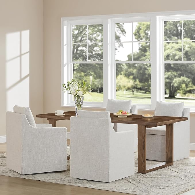 Upholstered Dining Chairs Set of 2, Washable Cover Modren Deskchair with 4 Ca...