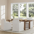 Upholstered Dining Chairs Set of 4, Washable Cover Modren Deskchair with 4 Casters & Hidden Storage for Dining Room, Living Room, Home Office, Linen, 4 Box