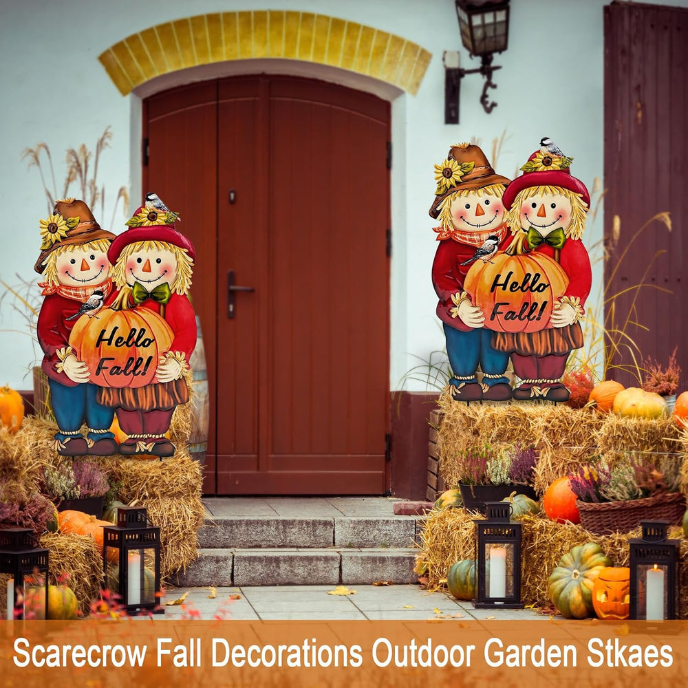 Fall Decorations Outdoor,Thanksgiving Scarecrow with Pumpkin Garden Decor