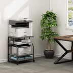 Large Printer Stand Table 23.6 x18.9 x 30 Inches with Height Adjustable Storage Shelf, 3 Tier Rolling Printer Cart with Wheels for Home Office, Gray