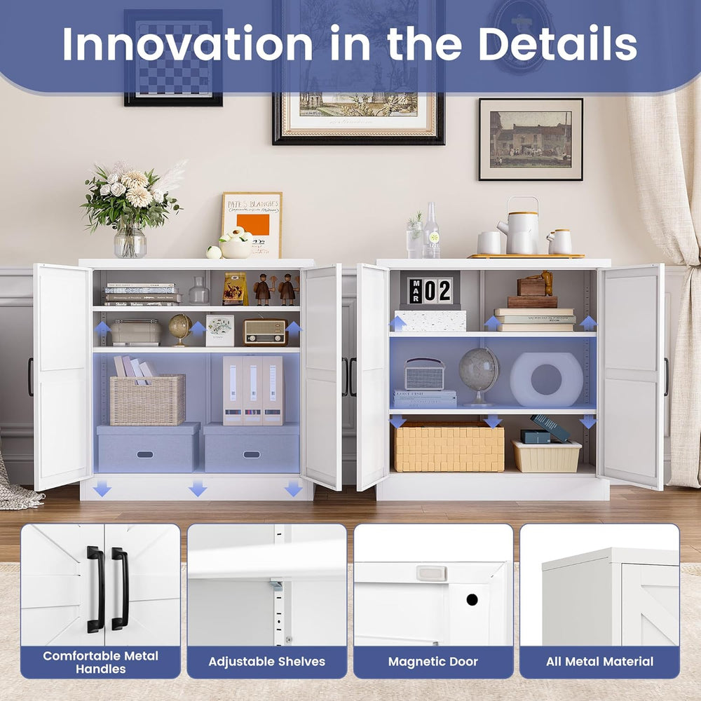 36" Metal Storage Cabinet, Farmhouse Kitchen Storage Cabinet with Doors ...