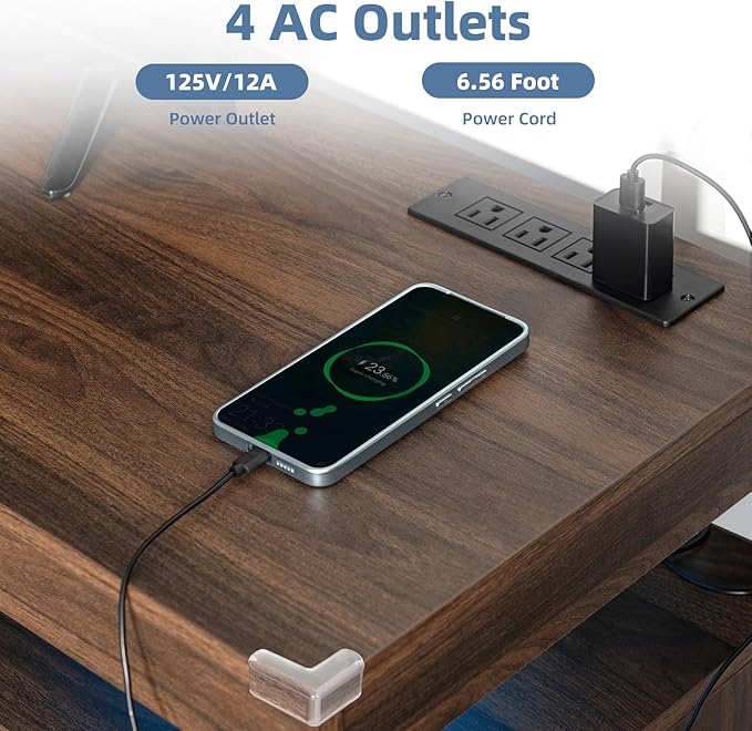 HOMMPA Modern LED TV Stand for 65/60/55 inch TV with Power Outlets, Gaming Console Storage Entertainment Center with LED Lights Game Cabinet for Living Room Walnut