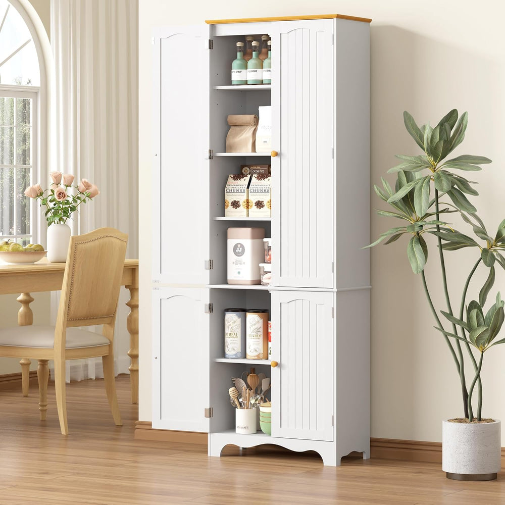 Yusong 72'' Tall Kitchen Pantry Cabinet, Freestanding Storage Cabinet...