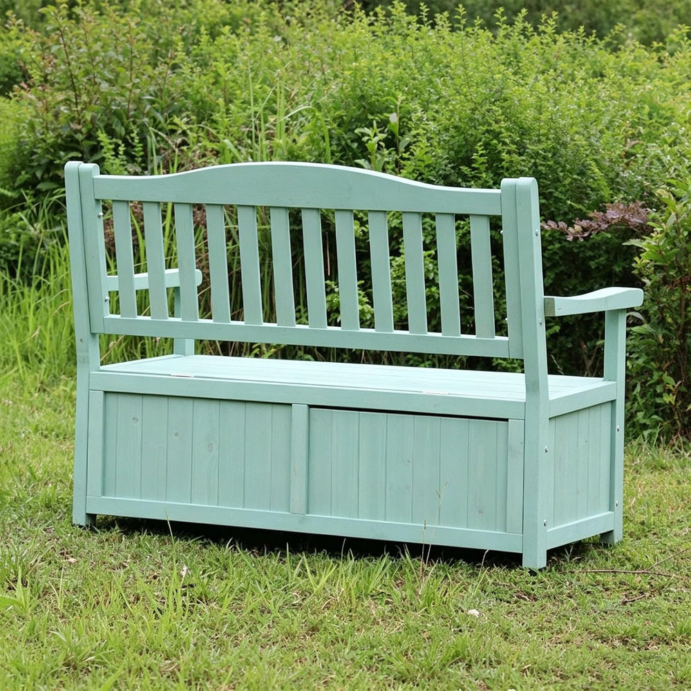 Deck Box Storage Bench, Patio Furniture, Solid Wood, Waterproof, with Armrest...
