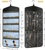CHICECO Travel Jewelry Holder Organizer,Hanging Jewelry Organizer Storage with Zippered Pockets for Cloest,Jewelry Holder for Earrings, Necklaces (Blue Black)