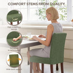 Upholstered Dining Chairs Set of 4 - Line Fabric Modern Farmhouse Kitchen Chairs,Mid-Back Dining Room Chairs with Wooden Legs