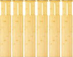 VaeFae 6 Pack Bamboo Drawer Dividers, 4" High Adjustable 11.9-17.1" Clothes Drawer Organizers, Expandable Separators for Bedroom/Bathroom/Kitchen/Office Storage