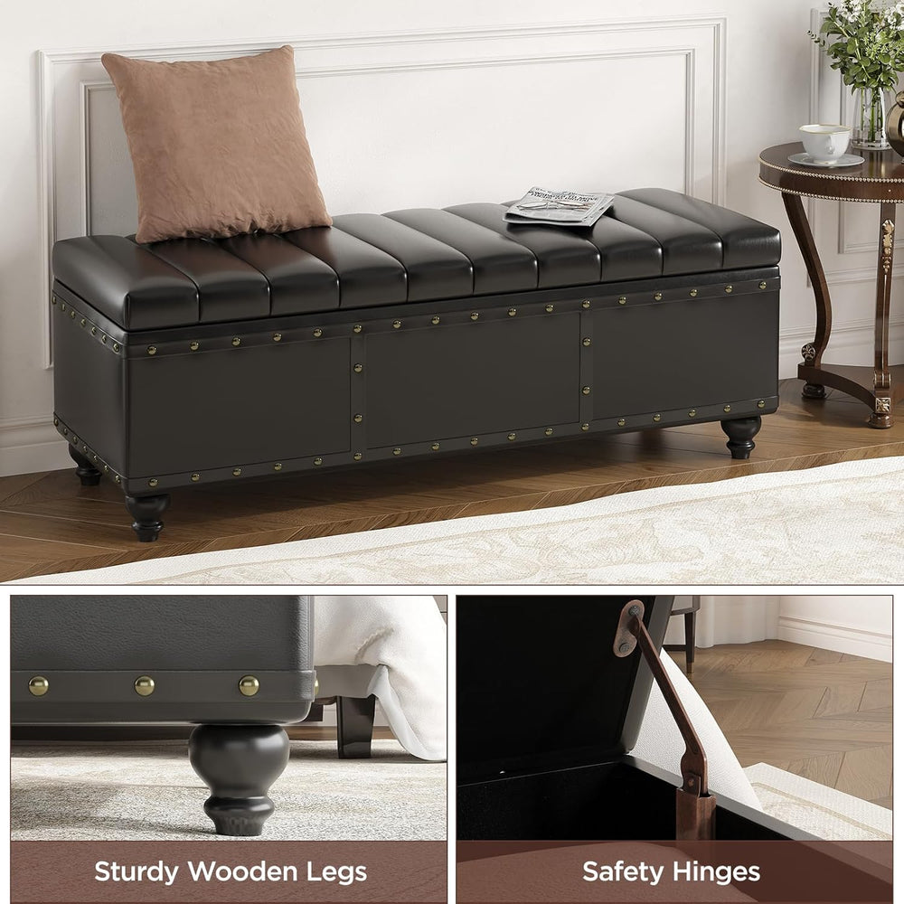 Maupvit Storage Ottoman Bench, Faux Leather Ottoman with Storage, Bench for B...