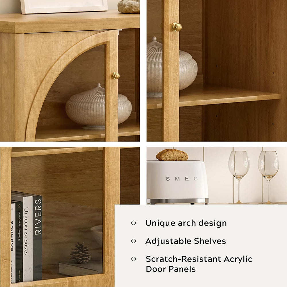 Modern Storage Cabinet, Arched Cabinet with Adjustable Shelves, Sideboard Buf...