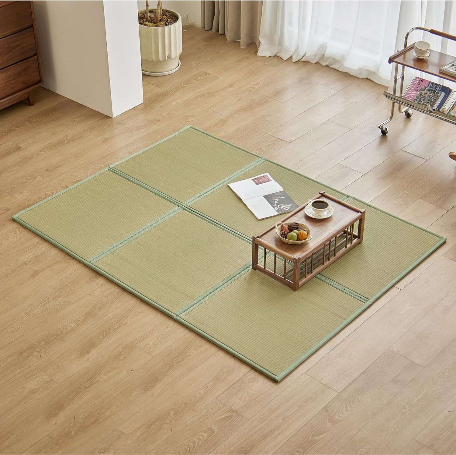 Natural Rush Grass Floor Tatami Mat,Queen, 79" x 59" x 0.5" | Japanese Portable Folding Firm Traditional Bed Mattress, Foldable Pad Futon,for Sleeping,Sitting,Yoga,Relaxing,Zen