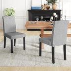 COSTWAY Fabric Armless Dining Chairs Set of 2, Upholstered Kitchen Side Chair w/Rubber Wood Legs, Padded Seat & High Backrest, Mid-Century Modern Accent Chairs for Living Room Restaurant (Light Gray)