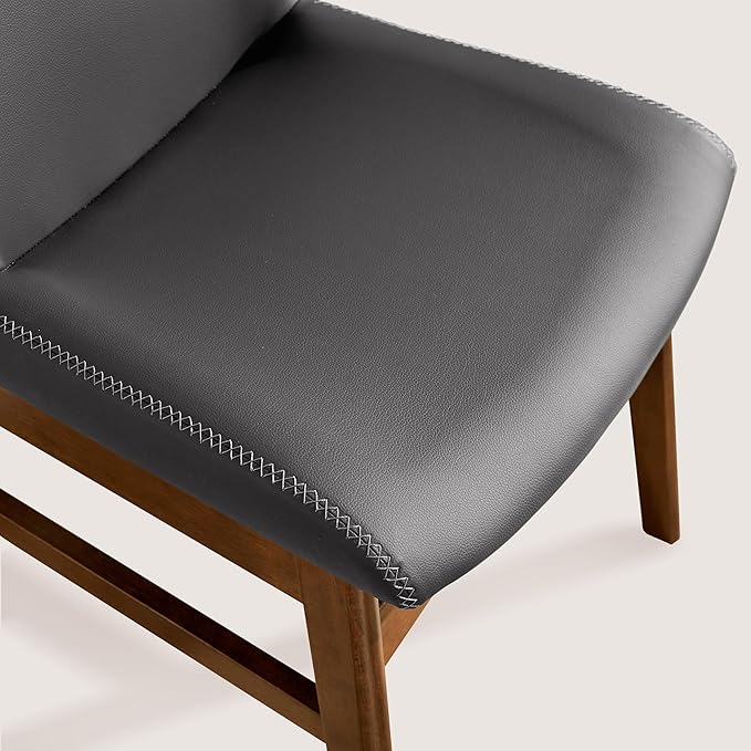 SyMax Dining Chairs Set of 8, Faux Leather Dining Room Chairs with Stitched Edge Trim, Modern High-End Kitchen Side Chairs for Bedroom, Living Room, Ash Gray