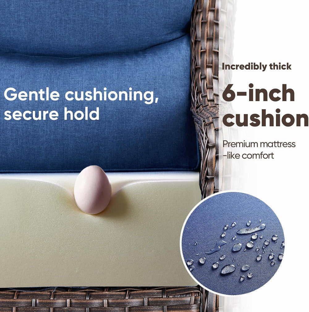 Swivel Patio Chairs sofa Set of 6 with 6" Thick Cushion - Wicker Outdoor...