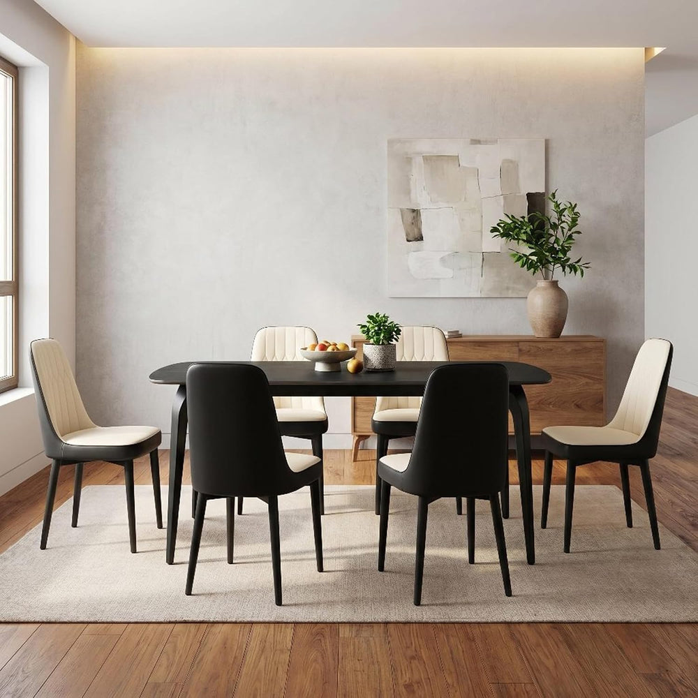 Modern Dining Table Set for 6,63 inch Sintered Stone Kitchen Table and Chairs...