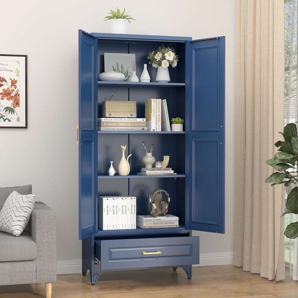 SteeLoong 75" Kitchen Pantry Cabinet with Drawer, Metal Storage Cabinets...