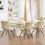 Dining Chairs Set of 8, Modern Dining Chairs with Thick Cushions, PU Leather Upholstered Kitchen Dining Room Chairs with Metal Legs for Dining Living Room (Khaki)