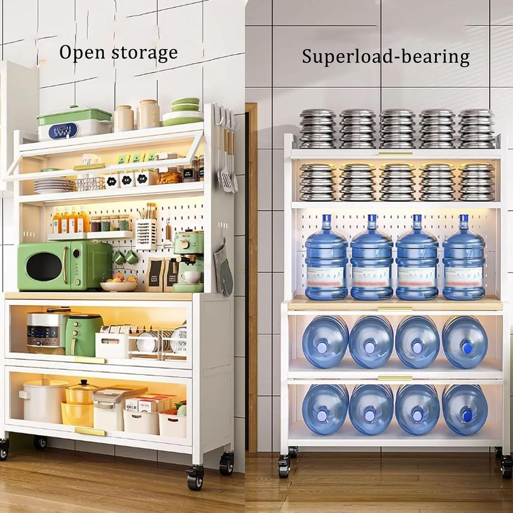 JKGHK Kitchen Pantry Cabinet Storage with Microwave Shelf, Kitchen Cabinet St...