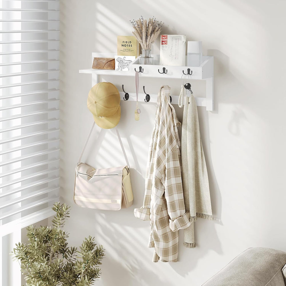 AMBIRD Wall Hooks with Shelf, 26.57 Inch Entryway Wood Coat Hooks for Wall, C...