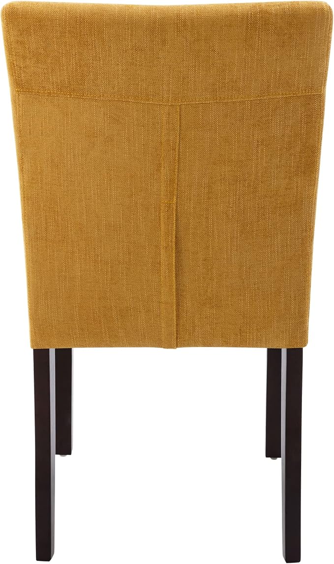 Watson & Whitely Upholstered Dining Chairs Set of 6, Fabric Armless Dining Room Chairs with Solid Wood Legs & Back Side Chair for Kitchen, Living Room, Restaurant, Bright Yellow