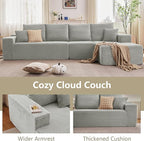135" Cloud Sectional Couch with L-Shape Chaise, Modern Modular Comfy Sofa Chaise Longue, Upholstered Corduroy Couches Sleeper with Deep Seat for Living Room Bedroom, No Assembly Required, Grey