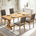 Upholstered Back Dining Chairs Set of 4, French Country Padded Kitchen Chairs, Rustic Solid Wood Farmhouse Chairs for Dining Room & Breakfast Nook, Dark Gray