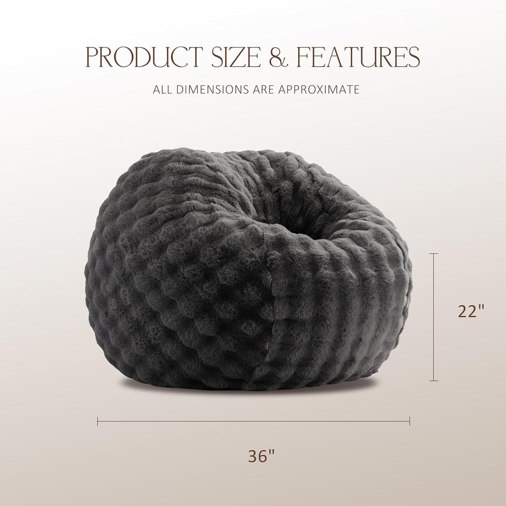 ZurNesfure Bean Bag Chair 3FT Adult Bean Bag with Filler Darkgrey, Medium | G...