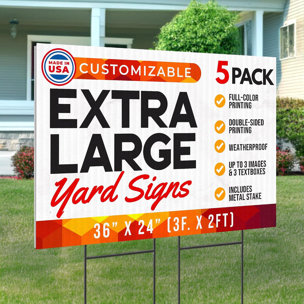 36"x24" Custom Yard Signs with Stakes Personalized Yard Signs with ...