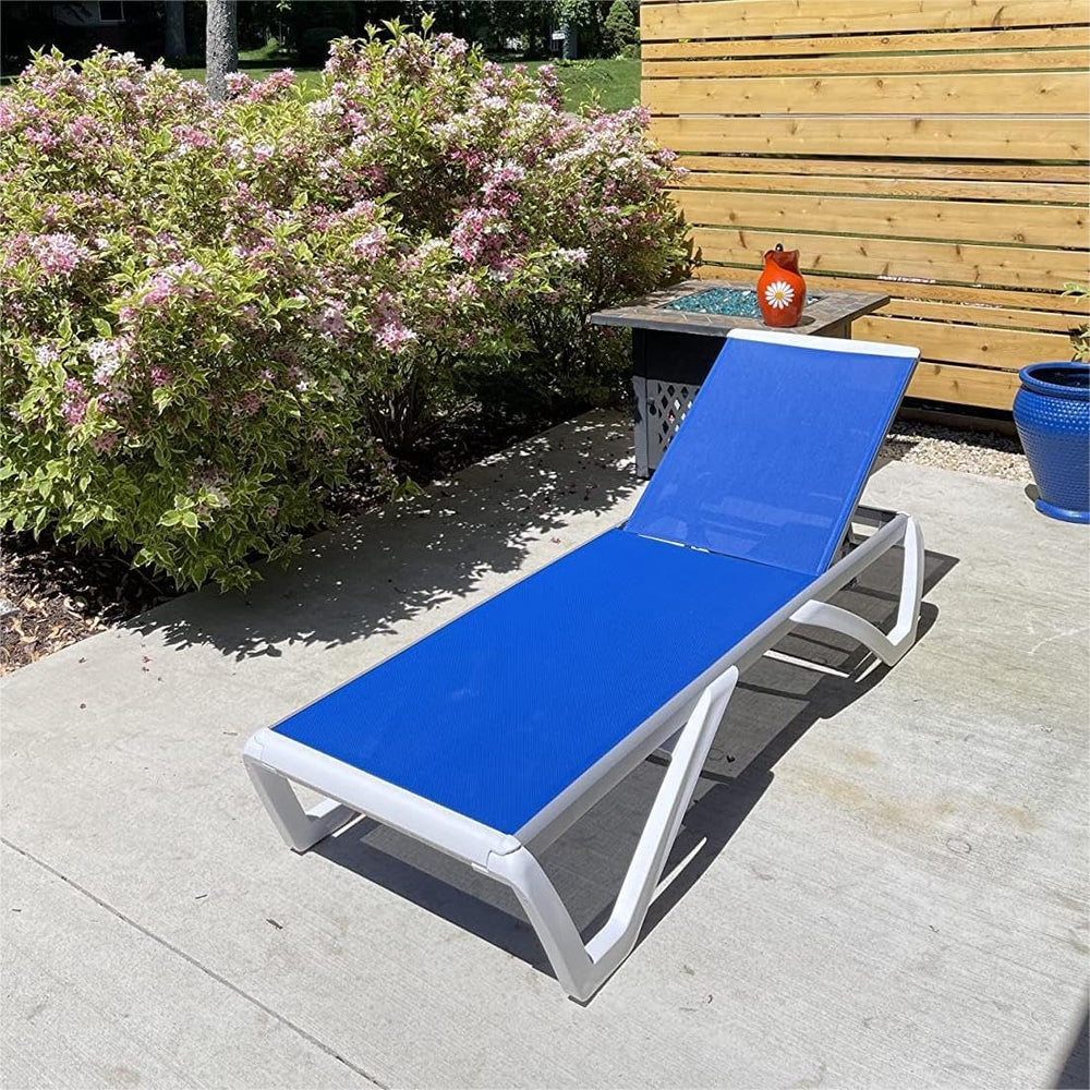 Domi Patio Lounger Chair Outdoor,Pool Lounge Chair, Blue | Adjustable Backres...