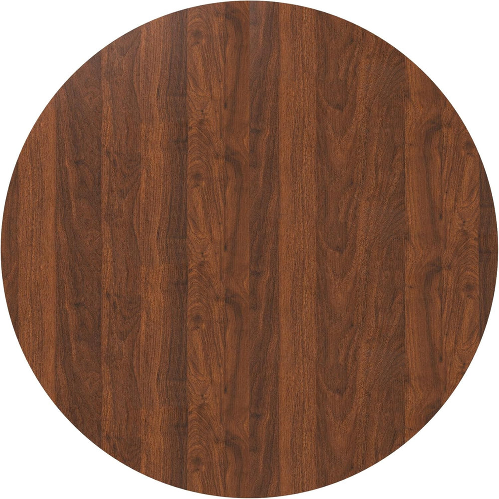 Round Dining Room Table, Farmhouse Kitchen Table with Wood Strip Base, 47.2“ ...