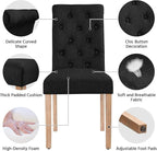 Yaheetech Dining Chairs Set of 2 Fabric Upholstered Dining Room Chairs with Button Tufted High Back and Solid Wood Legs for Kitchen/Living Room/Restaurant, Modern Style, Black