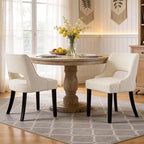 ClinQ Wooden Dining Chairs Set of 4, Modern Fabric Upholstered Kitchen Chairs Dining Chair, Mid Century Modern Chair for Dining Room, Farmhouse Kitchen Chairs for Kitchen Dining Room, Beige-Black Legs