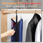 IPOW Upgraded 2 PCS See Everything Cross X 20 Tie Rack Holder,Rotate to Open/Close Tie and Belt Hanger with Non-Slip Clips,360 Degree Swivel Space Saving Organizer