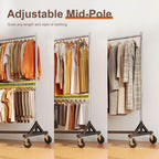 HOKEEPER Z Rack for Clothing Heavy Duty Clothes Rack Hold 550 LBS Commercial Garment Rack with Wheels Rolling Portable Z Base for Bedroom, Living Room, Laundry, Balcony 22.8" D x 62.6" W x 87.8" H