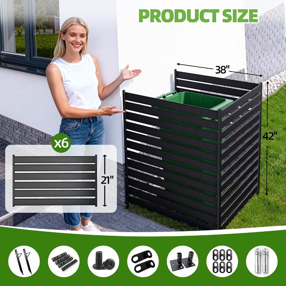 Privacy Fence Screen for AC & Trash, 42" H × 38" W（3P） Metal No...