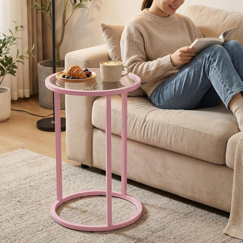 Easy Paws C Table Side End Table, Small Round Couch Sofa Tray Snack Table for...