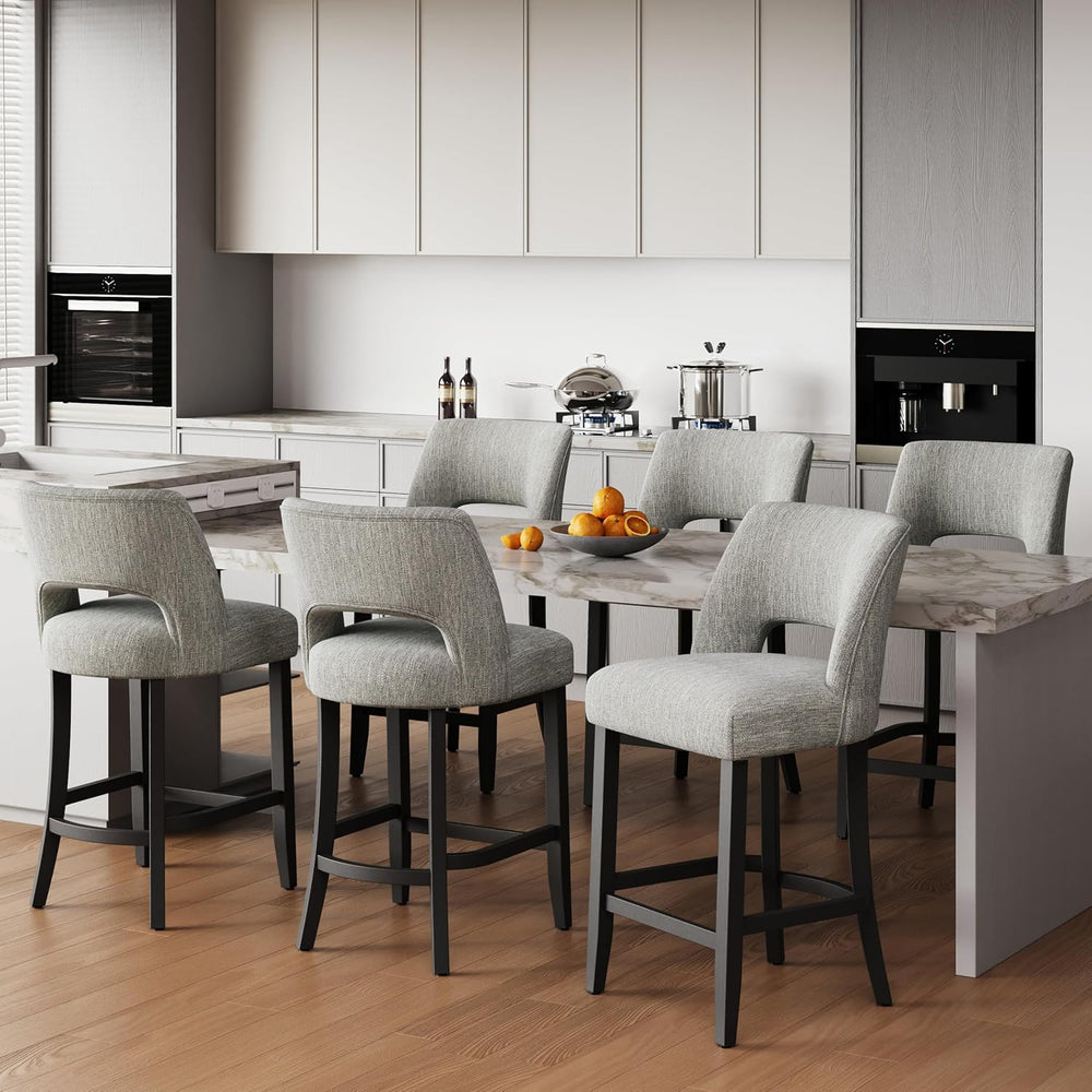 keoni 26'' Counter Height Bar Stools Set of 6 with Black Rubberwood Legs