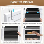 2 Pack Over The Door Organizer, Hanging Storage Organizer with Clear Window, 40lb Ultra Sturdy Large Capacity Room Organizer for Pantry Laundry Bathroom Nursery Closet (Black)