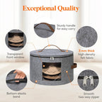 Lifewit Round Cowboy Hat Box for 7 Caps, Large Felt Hat Organizer Bag for Men & Women Storage, Baseball Cap Container with Dustproof Lid for Travel, Foldable 16.5" D x 10.6" H Carrier, 2 Pack, Gray