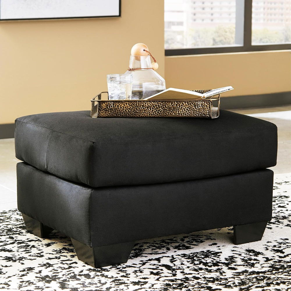 Signature Design by Ashley Black Microfiber Ottoman, 31x25 in, Darcy