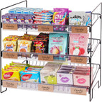WWN Black 3-Tier Candy Display Rack 24 * 23 * 14inch Versatile Chip and Snack Stand for Countertop Retail, Concession Stands, and Supermarkets