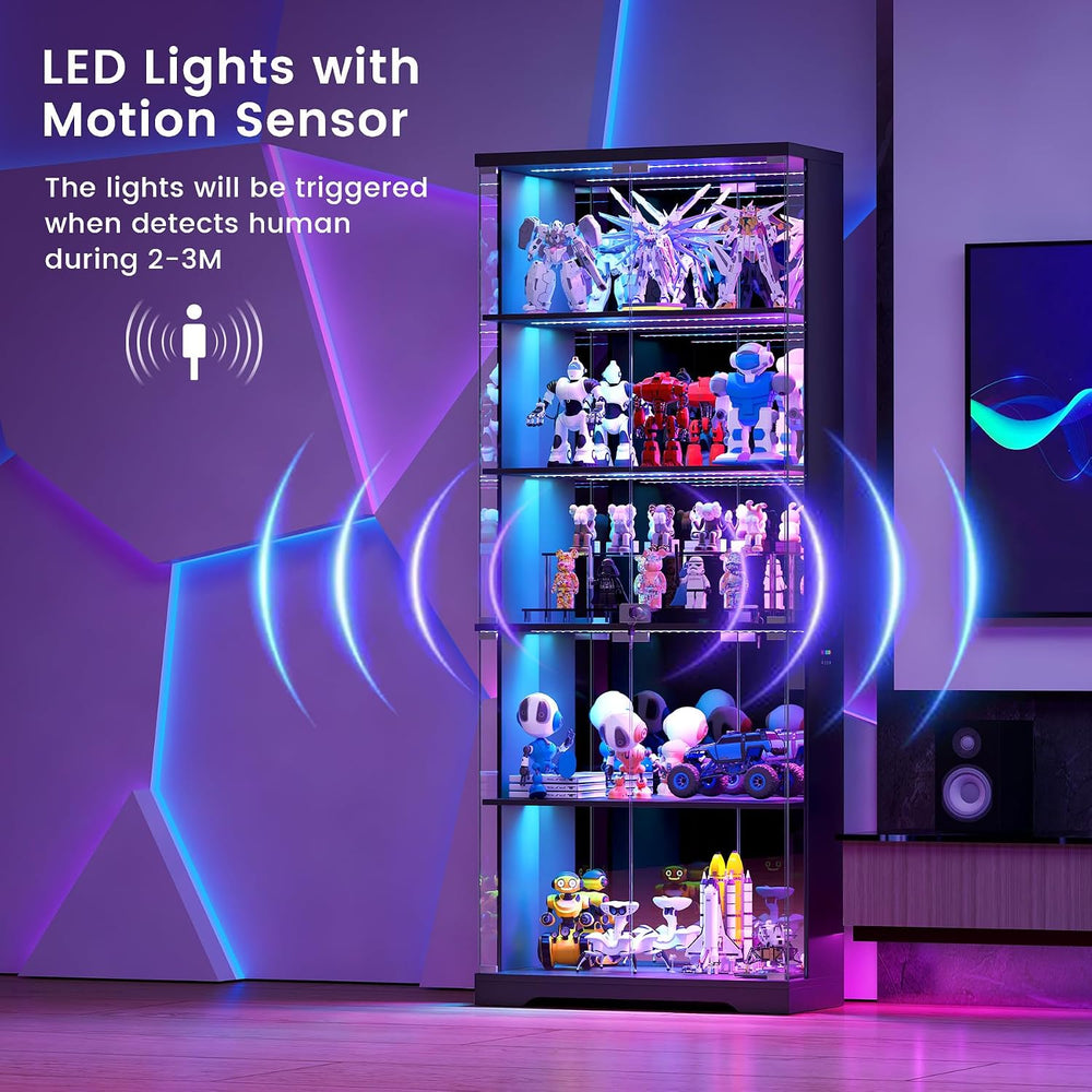 Dystler Glass Display Cabinet with Doors and RGB LED Lights