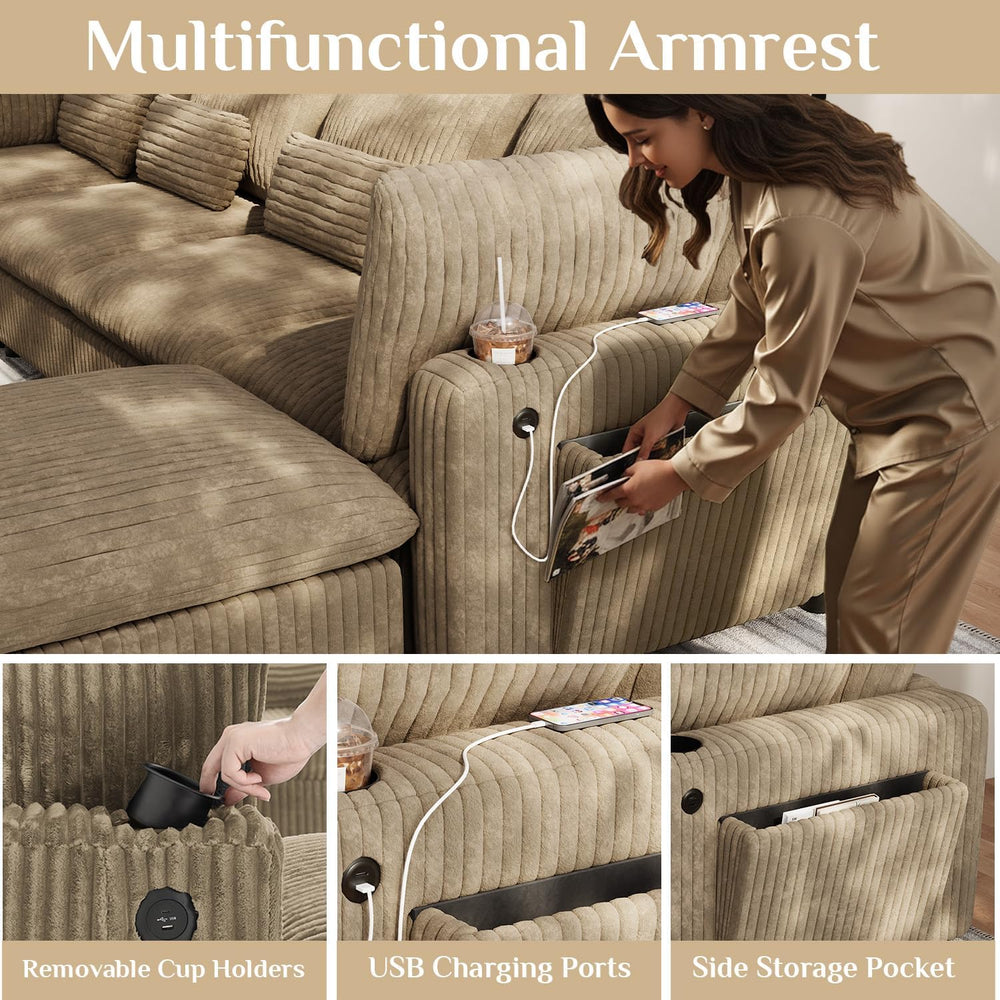 130" Oversized Cloud Couch Large Modular Sectional Sofa Modern U Shaped ...