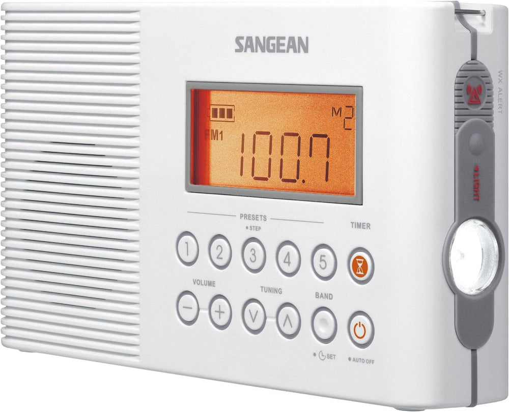 Sangean H201 Waterproof AM/FM Shower Radio with NOAA Weather Alert