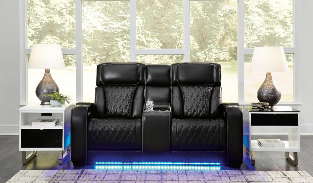 Signature Design by Ashley Boyington Power Reclining Loveseat with Console | ...
