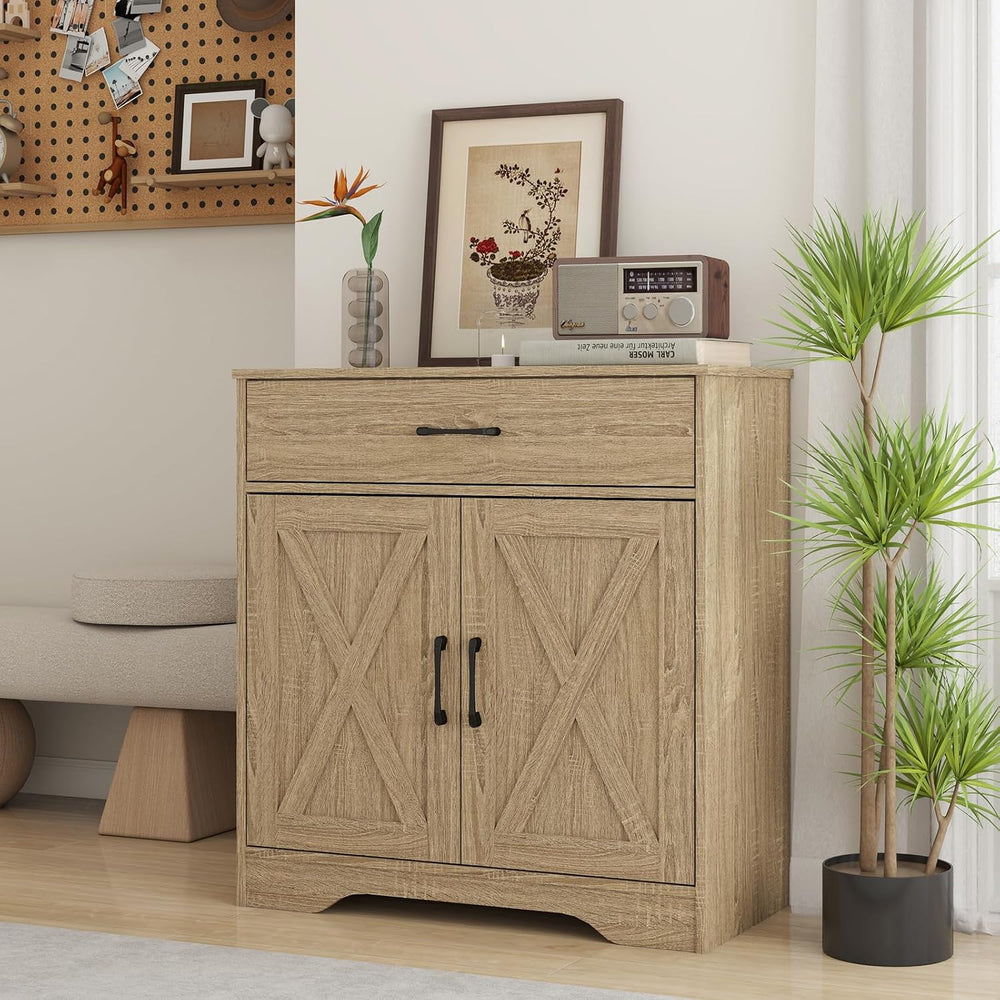 Panana Wooden Cabinet 1 Drawer and 2 Doors Storage Cupboard Coffee Bar Sidebo...