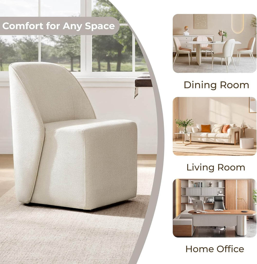 Watson & Whitely Upholstered Dining Chairs with Casters Set of 2, Armless...