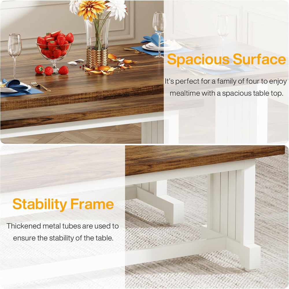 Tribesigns 47" Dining Table Set for 4, 3-Piece Kitchen Room Table with 2...