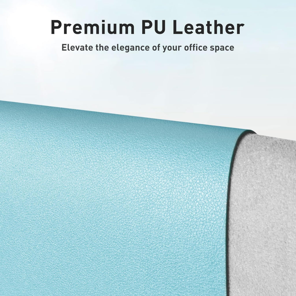Aothia Large PU Leather Desk Pad Protector – Non-Slip Mouse Pad & Writing Mat for Office/Home, Waterproof, Easy to Clean(36" x 17", Blue Topaz)